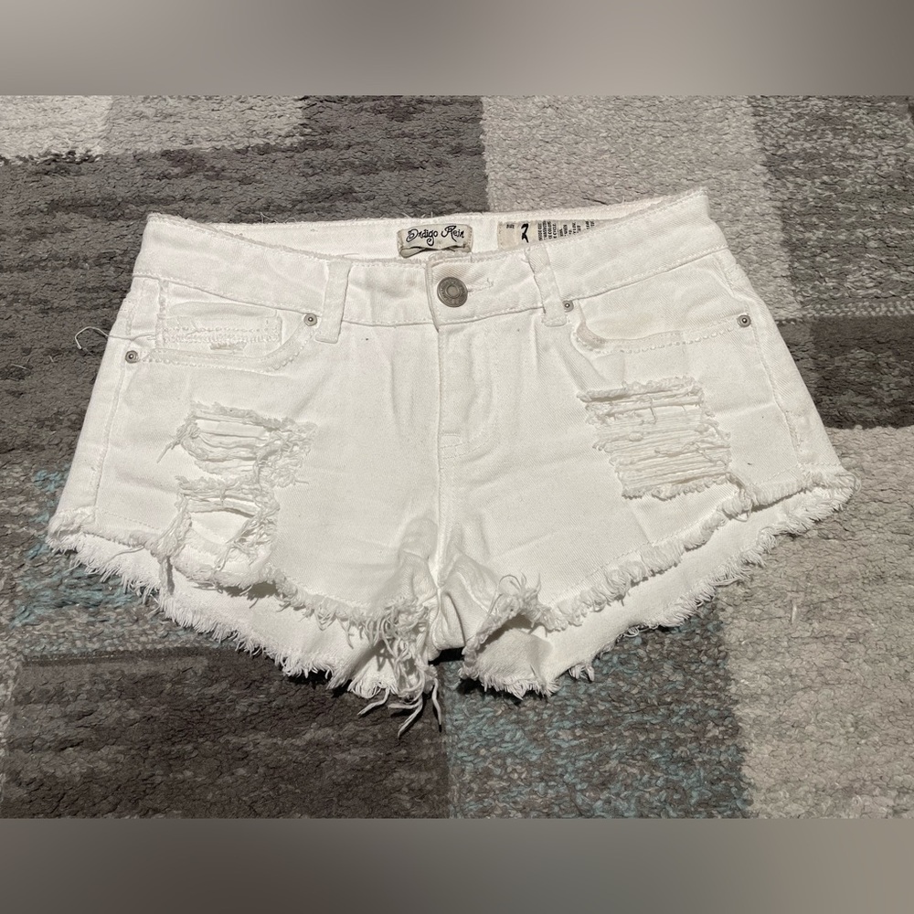 White Distressed Jean Shorts